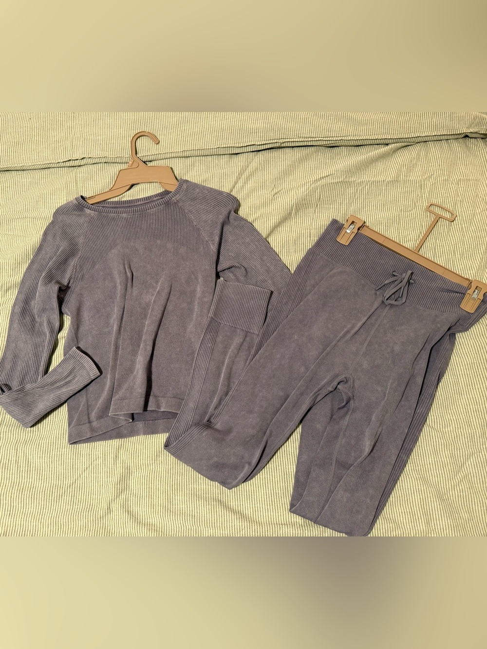 HARMONY BALANCE Cozy Ribbed Sweatshirt & Jogger Set - Blue Grey Color -Size M